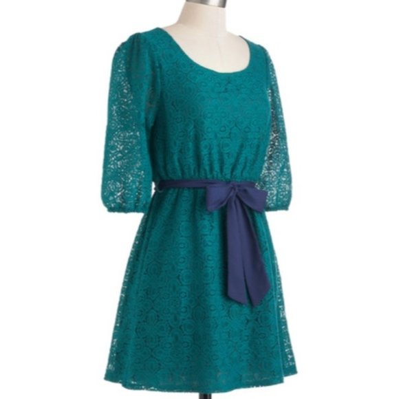 Everly Teal Lace Dress for ModCloth, Sz Small - Picture 3 of 8